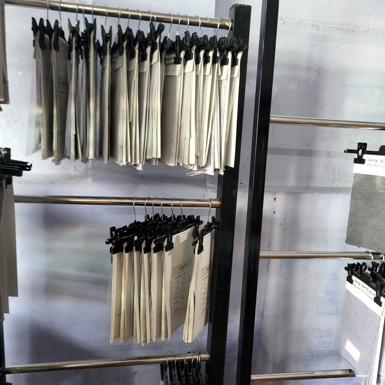 Hanging fabric shade samples