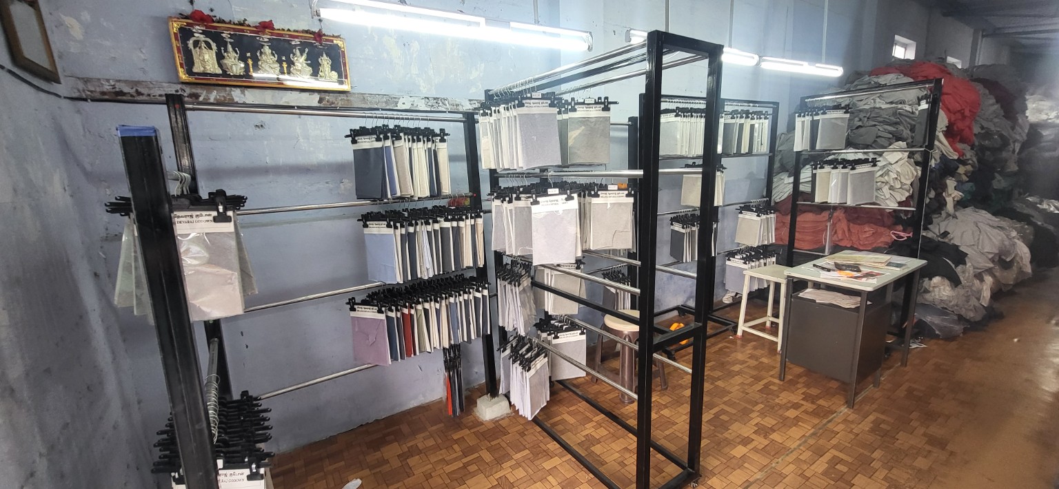 MD Fabrics physical sample room overview